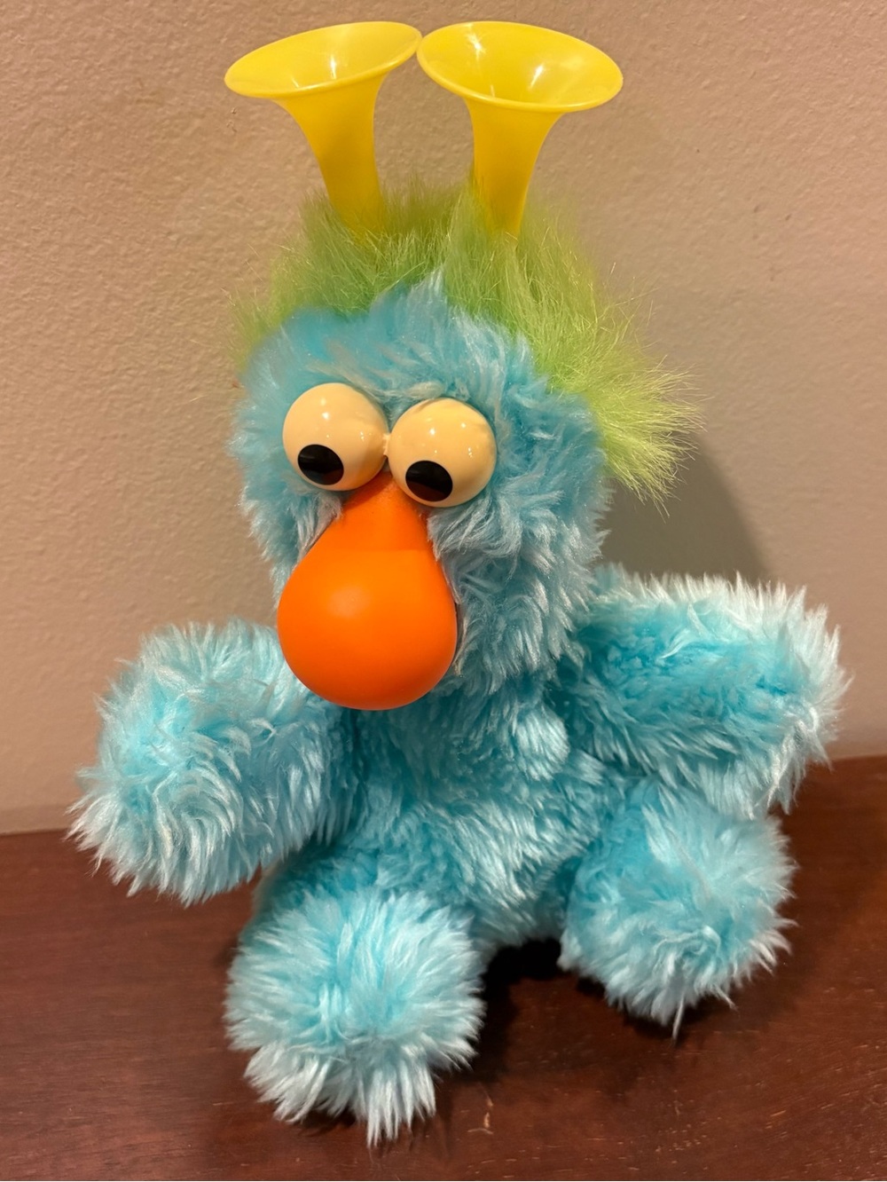 Vintage 1992 Sesame Street Blue Honker Plush Applause Jim Henson Squeaker Toy 8”